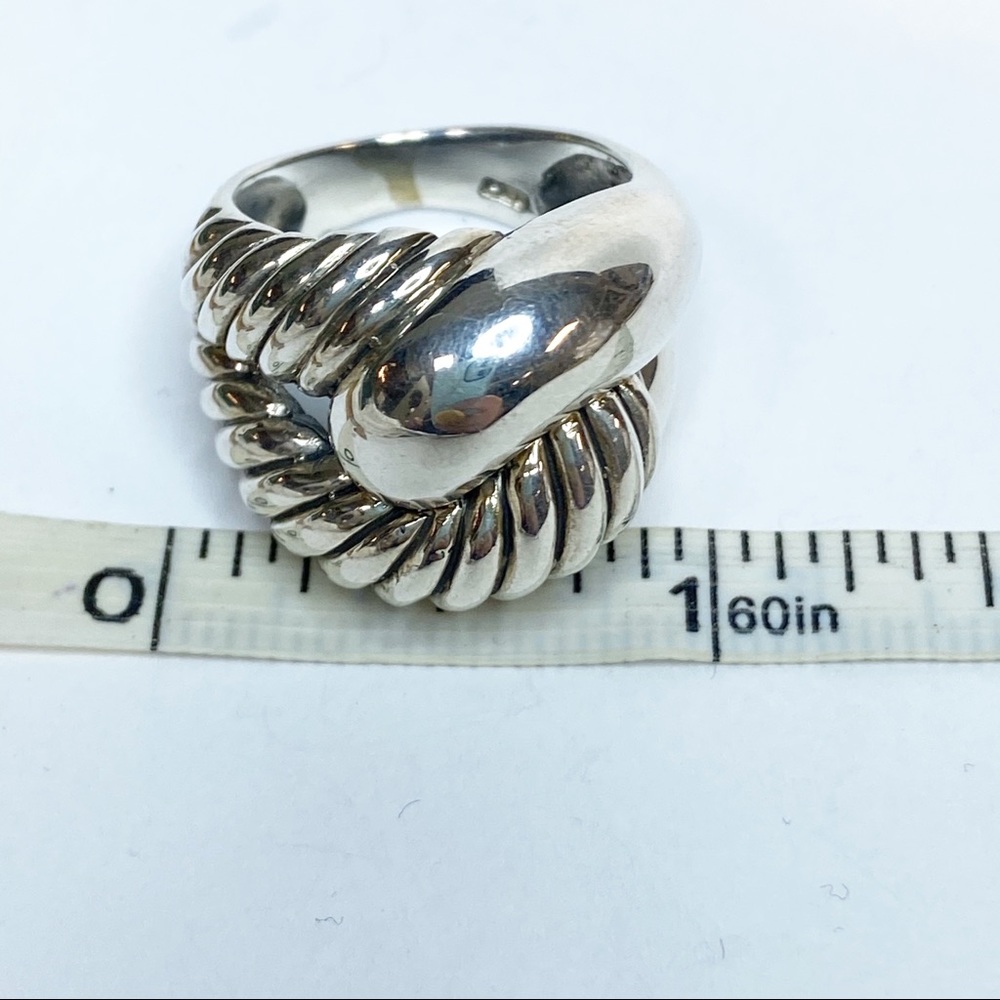 Silver Cable Interlocking Ring Sz 8 - image 5